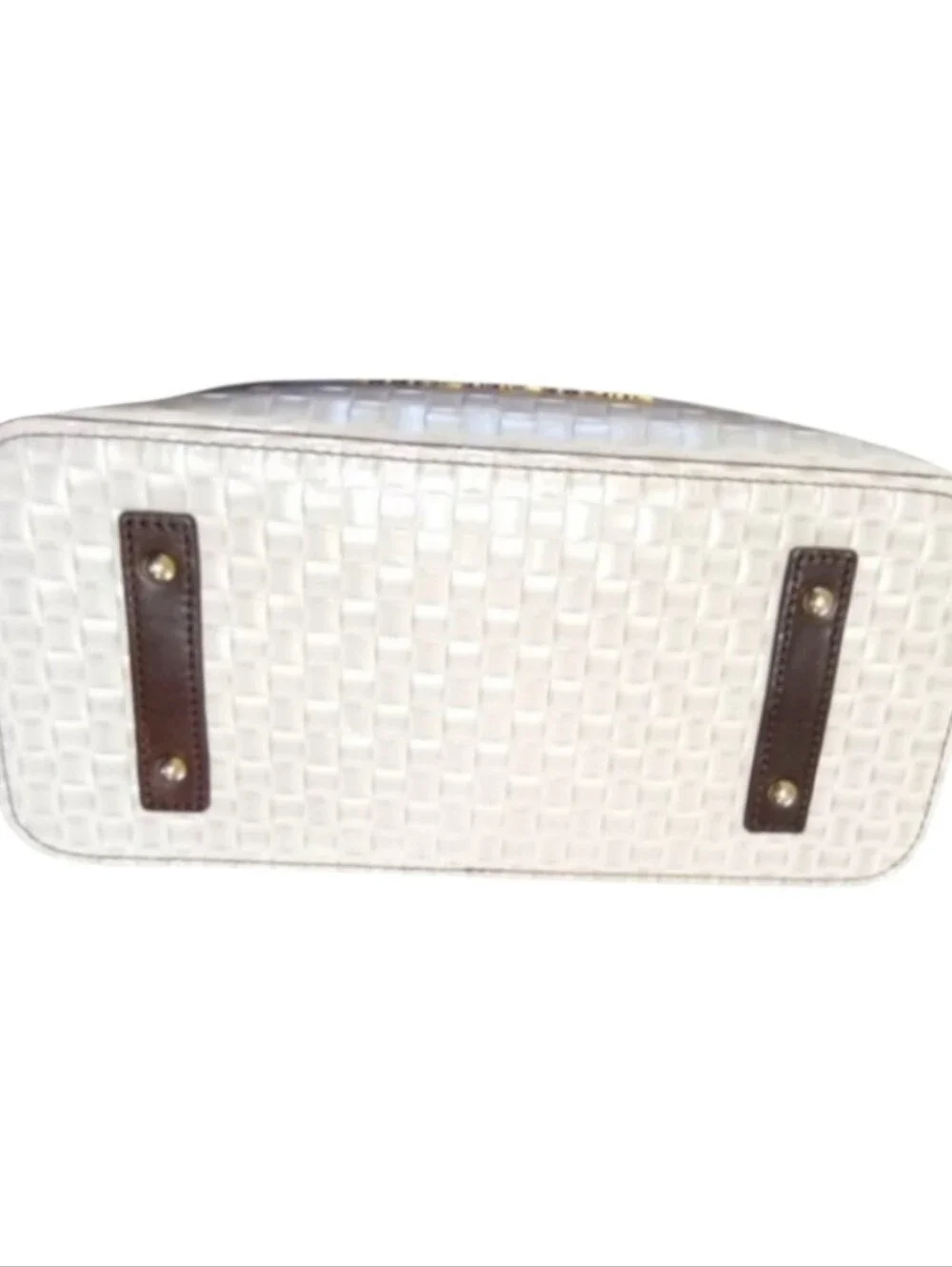 Dooney & Bourke Liliana White Woven Tote Bag with Matching Pouch and Dusty EUC